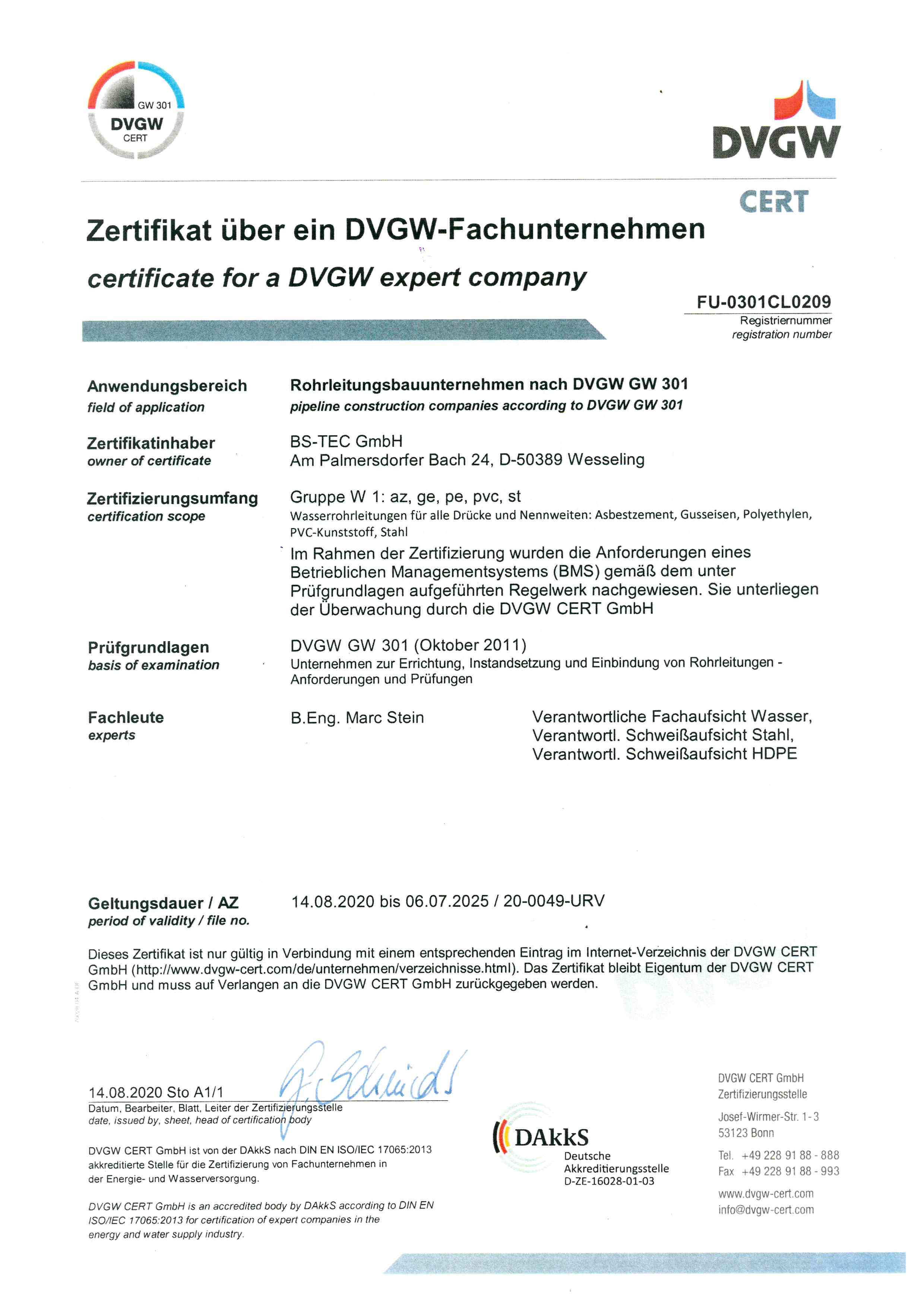 DVGW Zertifizierung